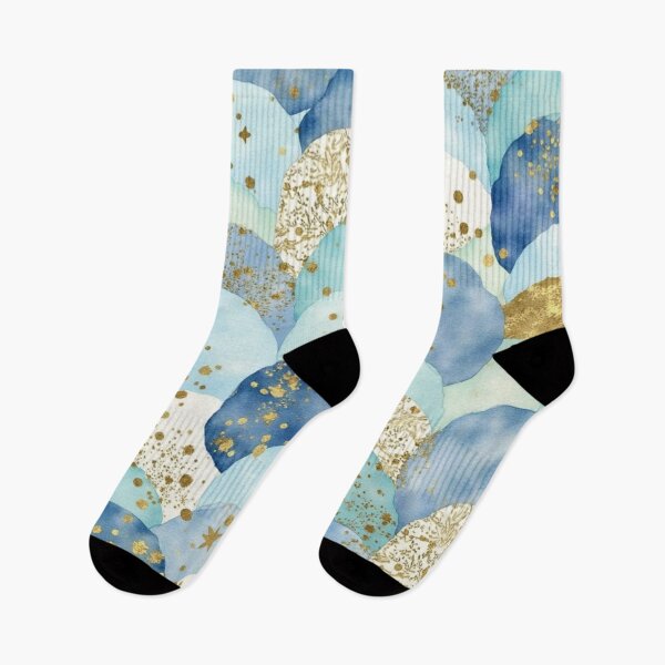 Item preview, Blue Watercolor Circles with Gold Accents – Fun Playful Abstract Pattern designed and sold by PeacefulD-signs.
