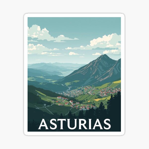 Agitant Le Drapeau De La Région Des Asturies En Espagne Sur Le Mât De Drapeau Template | Vecteur
