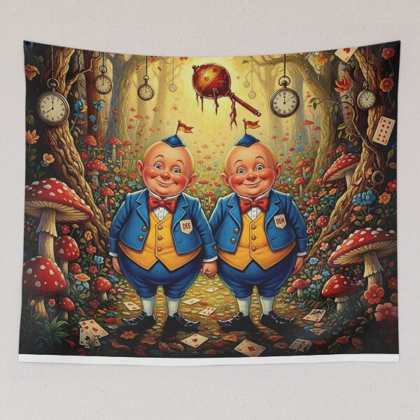 Item preview, Tweedledee and Tweedledum - High Detail Pop Surrealism Alice in Wonderland Art Print designed and sold by Art's Diner.