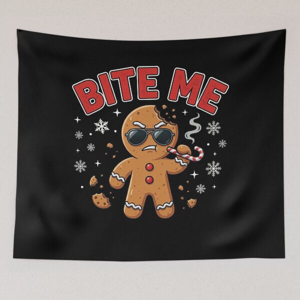 Item preview, BITE ME - Funny Tough Gingerbread Man Christmas Humor designed and sold by ARTReMi.