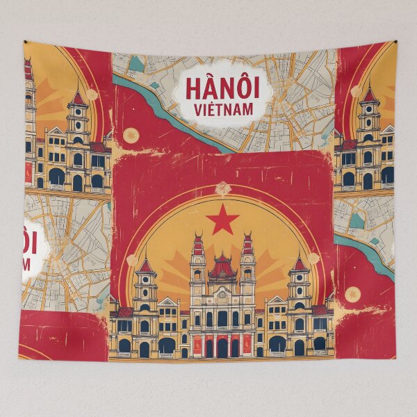 Item preview, Hanoi Vietnam 1950s Retro Poster Tourism designed and sold by TravelersGems.