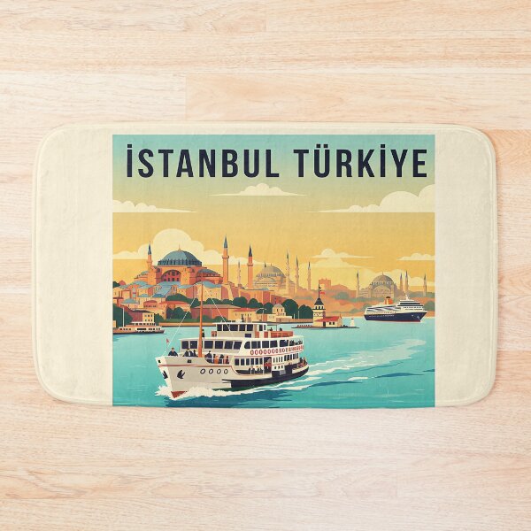 Item preview, Istanbul Travel Poster Bosphorus Hagia Sophia Blue Mosque Retro Türkiye Ferry designed and sold by sky11PP.