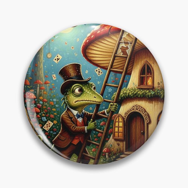 Item preview, Bill the Lizard on Ladder - High Detail Pop Surrealism Alice in Wonderland Art Print designed and sold by Art's Diner.