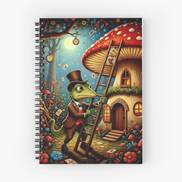 Item preview, Bill the Lizard on Ladder - High Detail Pop Surrealism Alice in Wonderland Art Print designed and sold by Art's Diner.