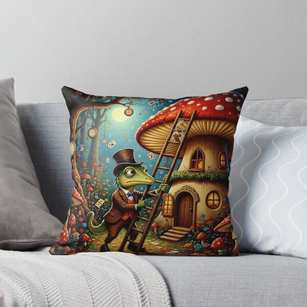 Item preview, Bill the Lizard on Ladder - High Detail Pop Surrealism Alice in Wonderland Art Print designed and sold by Art's Diner.