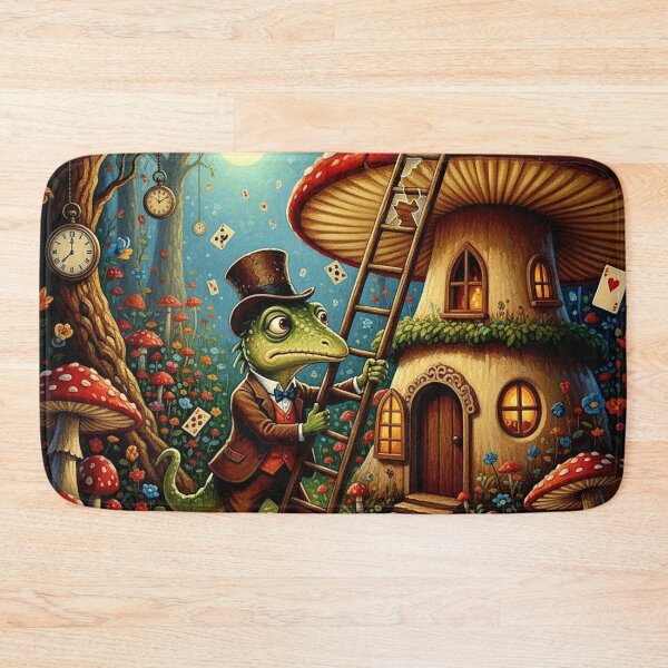 Item preview, Bill the Lizard on Ladder - High Detail Pop Surrealism Alice in Wonderland Art Print designed and sold by Art's Diner.