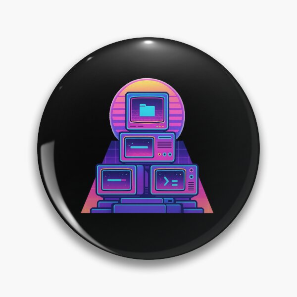 Item preview, Retro PC Shrine Vaporwave Art – Neon CRT Computer Altar designed and sold by AddictiveDesign.