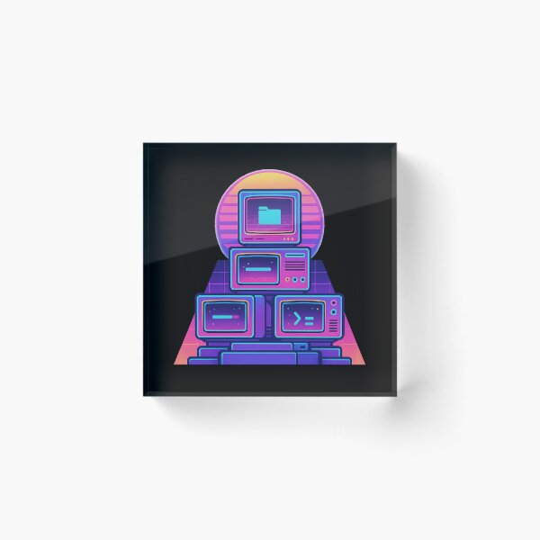 Item preview, Retro PC Shrine Vaporwave Art – Neon CRT Computer Altar designed and sold by AddictiveDesign.