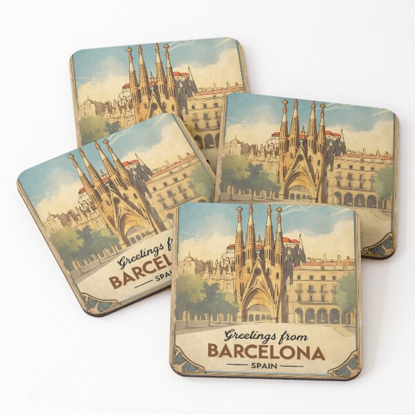 Item preview, Greetings from Barcelona Spain Vintage Travel Retro Postcard Design designed and sold by TravelPostcardGems.