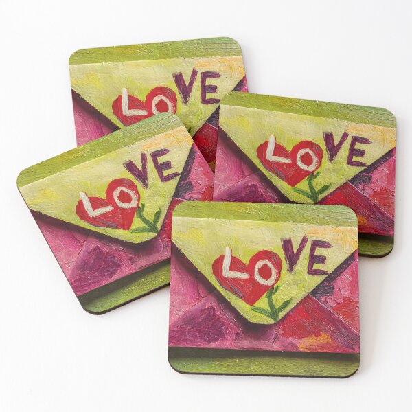 Item preview, Valentine Day Love Letter with LOVE Painted in Bright Colors, Textured and Vibrant Composition designed and sold by OlfactoART Studio.