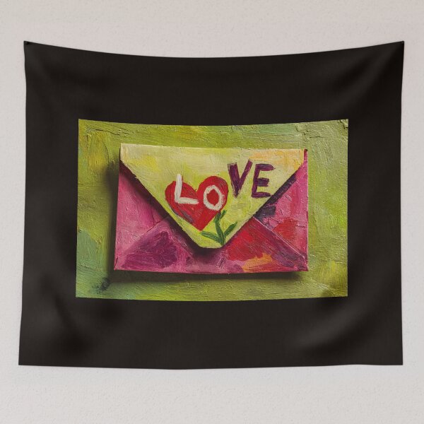 Item preview, Valentine Day Love Letter with LOVE Painted in Bright Colors, Textured and Vibrant Composition designed and sold by OlfactoART Studio.