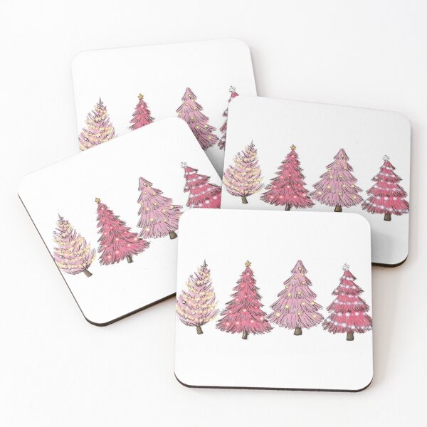 Item preview, Set of Pink Christmas Trees Illustration designed and sold by Adronia.