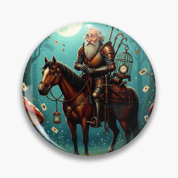 Item preview, White Knight on Horse - High Detail Pop Surrealism Through the Looking Glass Art Print designed and sold by Art's Diner.