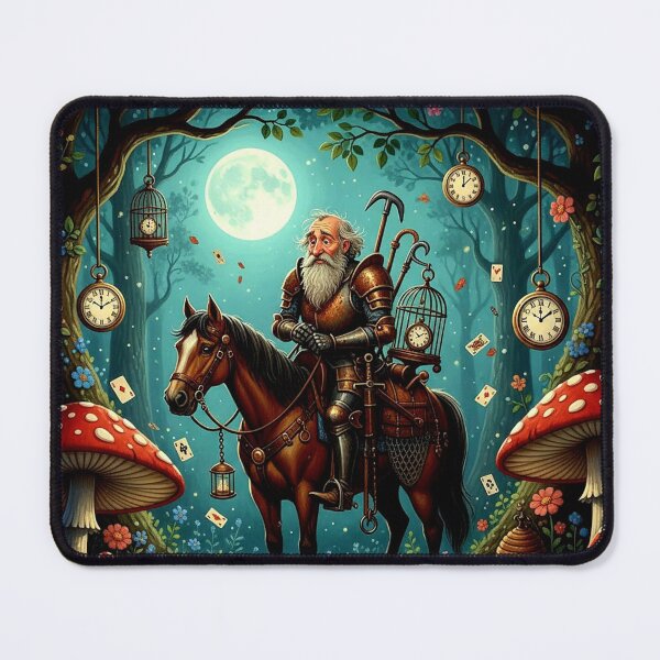 Item preview, White Knight on Horse - High Detail Pop Surrealism Through the Looking Glass Art Print designed and sold by Art's Diner.