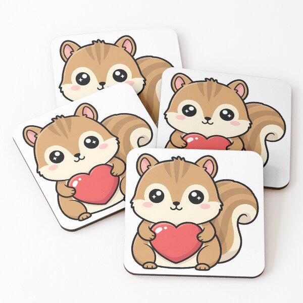 Item preview, Cute Kawaii Squirrel Holding Heart Cartoon Illustration designed and sold by Cute Stickers Machine.