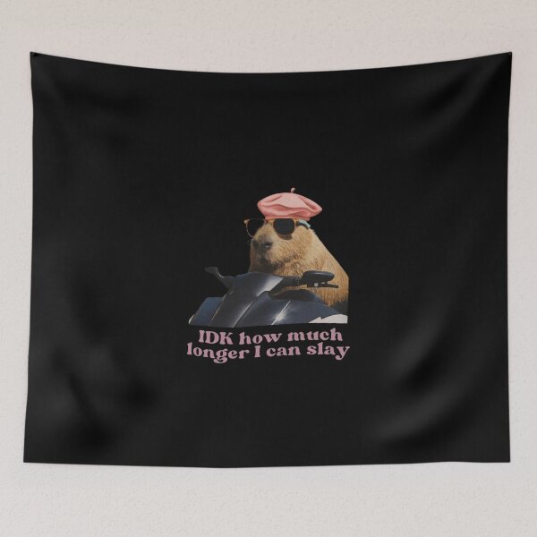Item preview, IDK How Much Longer I Can Slay – Funny Capybara Meme Art with Beret, Sunglasses and Scooter Vibes designed and sold by love3617.