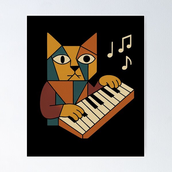 Item preview, Cubist Cat Musician T-Shirt designed and sold by FelineGrooveArt.
