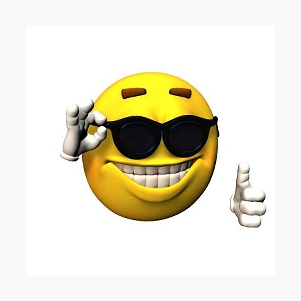 Smiley Face With Sunglasses On And Thumb Up Poster By Staytrendy Redbubble