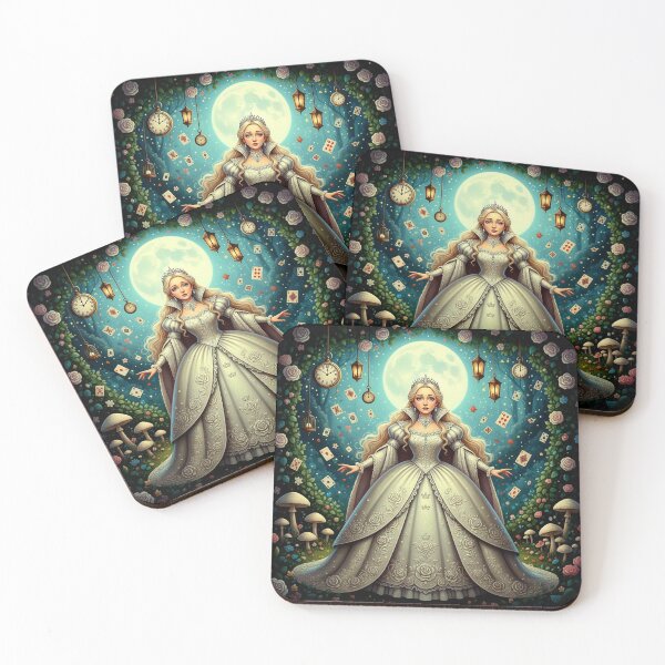 Item preview, White Queen Ethereal Fantasy Art Print - High Detail Pop Surrealism Through the Looking Glass Painting designed and sold by Art's Diner.