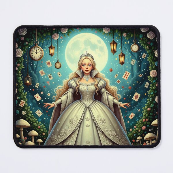Item preview, White Queen Ethereal Fantasy Art Print - High Detail Pop Surrealism Through the Looking Glass Painting designed and sold by Art's Diner.