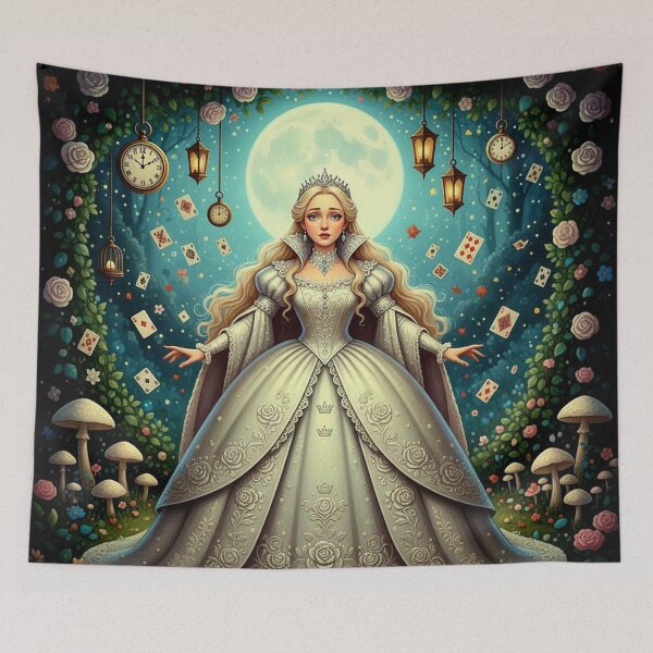 Item preview, White Queen Ethereal Fantasy Art Print - High Detail Pop Surrealism Through the Looking Glass Painting designed and sold by Art's Diner.