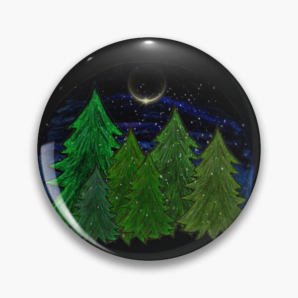 Item preview, Christmas coniferous forest during a lunar eclipse designed and sold by Lovelalaland.