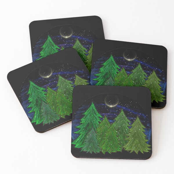 Item preview, Christmas coniferous forest during a lunar eclipse designed and sold by Lovelalaland.