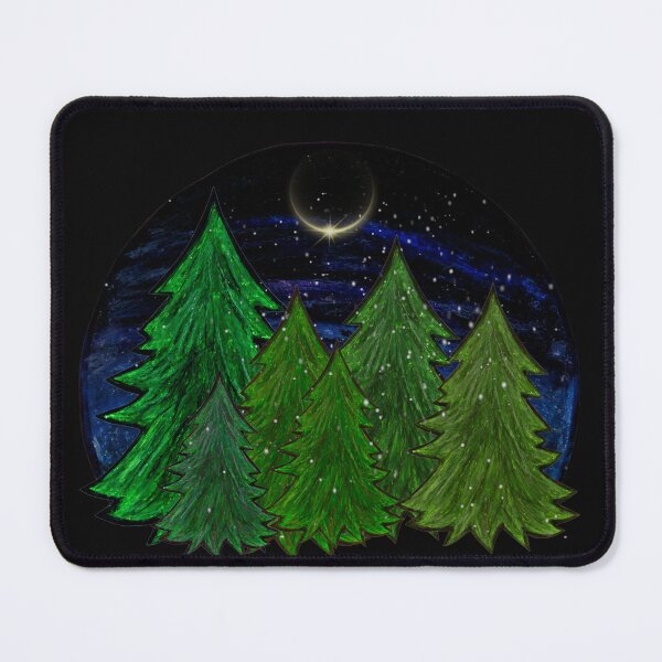 Item preview, Christmas coniferous forest during a lunar eclipse designed and sold by Lovelalaland.