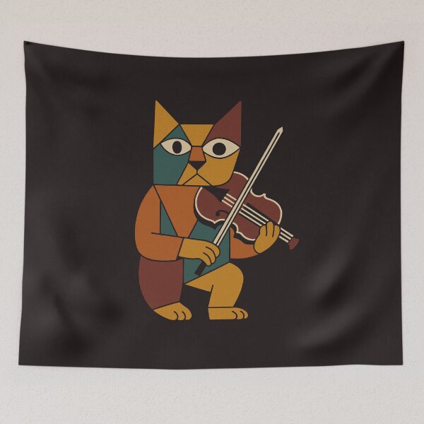Item preview, Cubist Jazz Cat Poster – Abstract Saxophone Music Wall Art designed and sold by FelineGrooveArt.