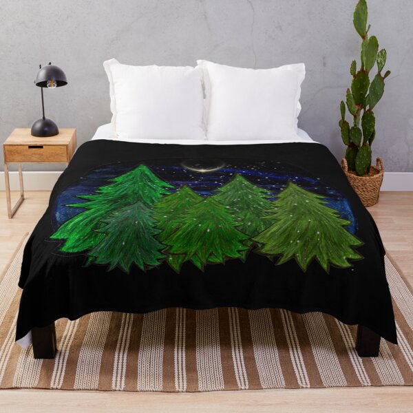 Item preview, Christmas coniferous forest during a lunar eclipse designed and sold by Lovelalaland.