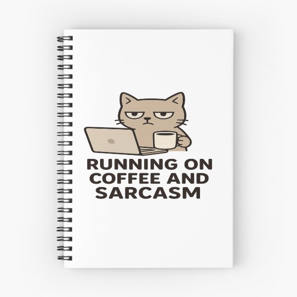 Artikelvorschau, Betrieben mit Kaffee und Sarkasmus – Lustiges Katzen-Kaffee-Meme-Cartoon-Design entworfen und verkauft von FernandsOficial.