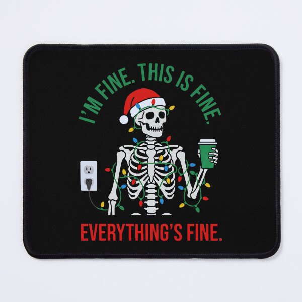Item preview, I’m Fine This Is Fine Everything’s Fine Christmas, Funny Skeleton Holiday Stress Gift, Festive Lights Coffee Graphic Tee designed and sold by saloui.