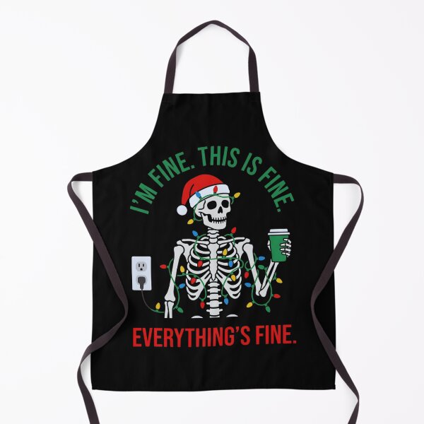 Item preview, I’m Fine This Is Fine Everything’s Fine Christmas, Funny Skeleton Holiday Stress Gift, Festive Lights Coffee Graphic Tee designed and sold by saloui.
