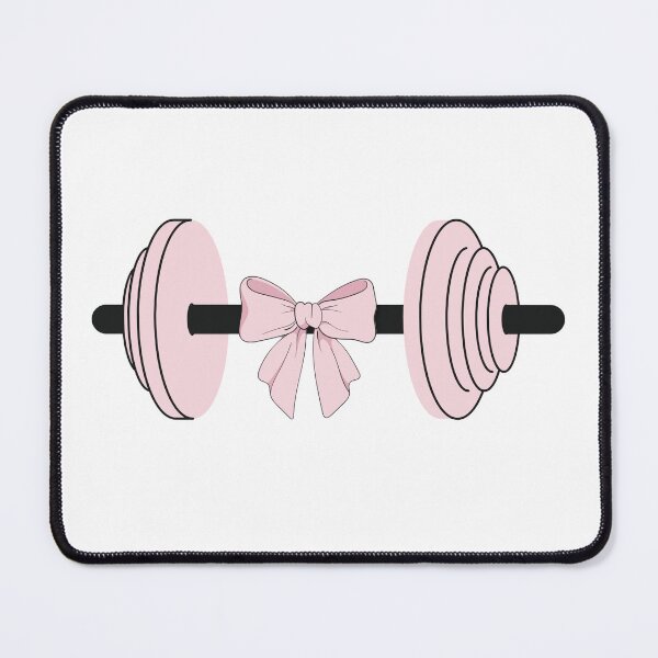 Item preview, Pink Barbell with Bow – Feminine Strength Fitness Illustration designed and sold by LamiaTees.