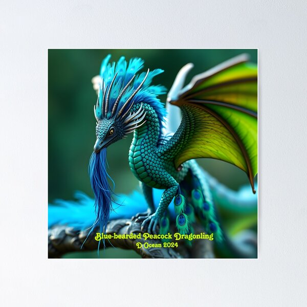 Item preview, Blue-Bearded Peacock Dragonling designed and sold by Oceandiana.