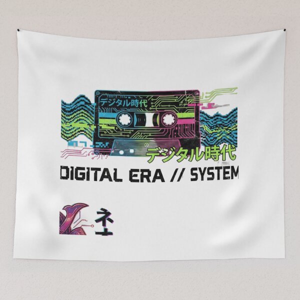 Item preview, Digital Era Glitch: Japanese Cassette Tape Circuit Board Sticker & Vaporwave T-Shirt designed and sold by MonaRose_Art.