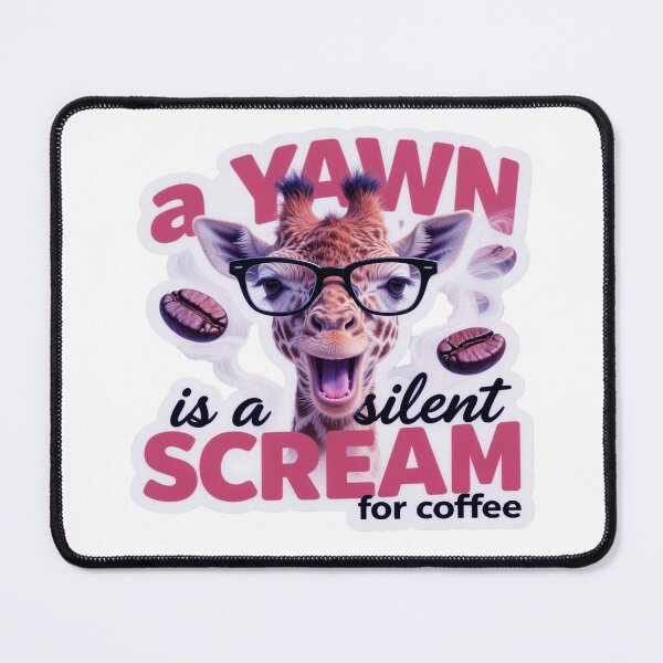 Artikelvorschau, Niedliche gähnende Giraffenillustration – Ein Gähnen ist ein stummer Schrei nach Kaffee entworfen und verkauft von ARTCREATESHOP.