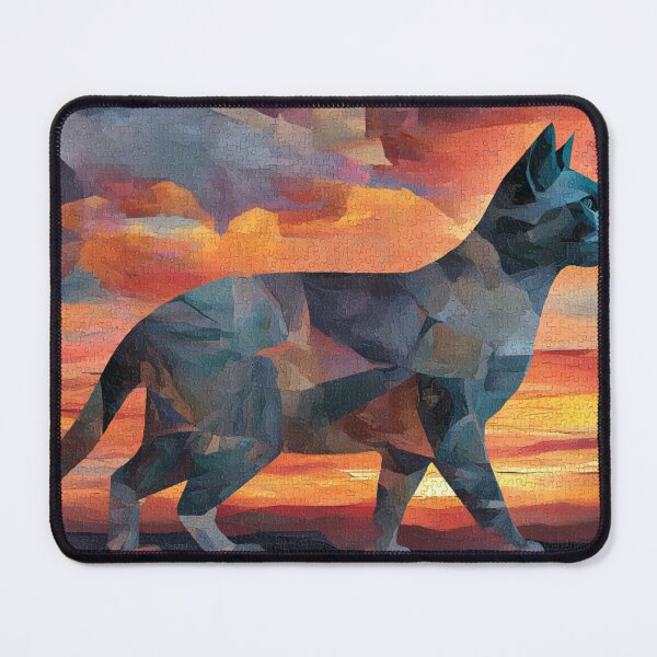 Artikelvorschau, Kubistisches Sonnenuntergangs-Katzen-Mirage-Puzzle – Künstlerisch-abstraktes Katzenlandschafts-Geschenk für Katzenliebhaber | Geschenkidee entworfen und verkauft von VieUnique.