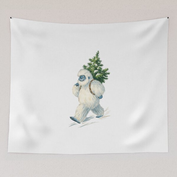 Item preview, Christmas Yeti with Tree – Cozy Winter Illustration designed and sold by Kindloom.