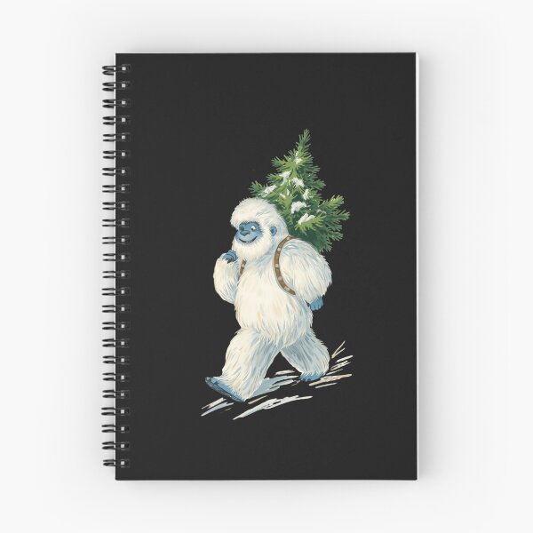Item preview, Christmas Yeti Carrying a Tree on Dark Background – Cozy Winter Illustration designed and sold by Kindloom.