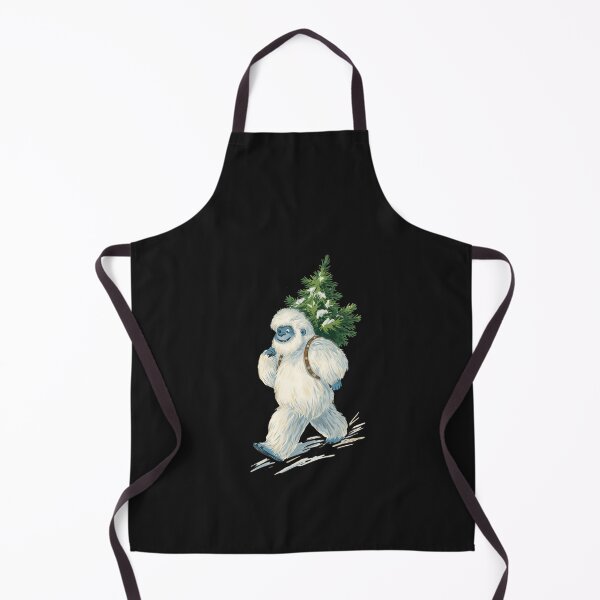 Item preview, Christmas Yeti Carrying a Tree on Dark Background – Cozy Winter Illustration designed and sold by Kindloom.