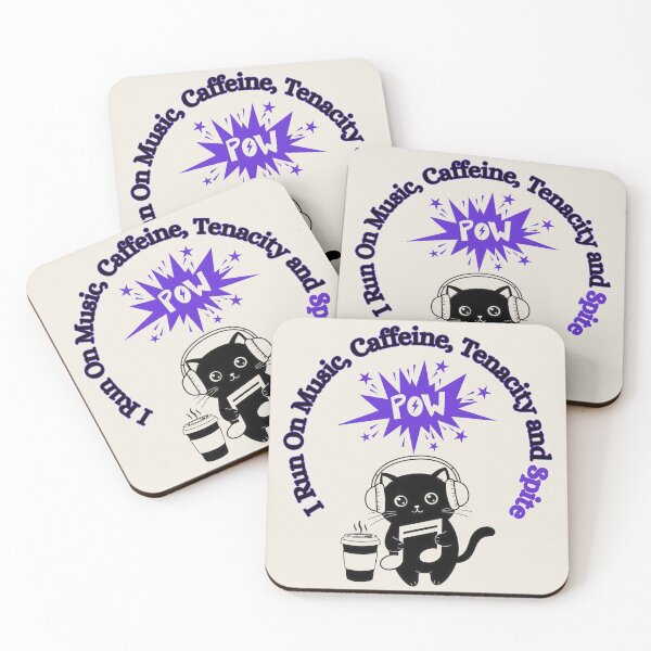 Item preview, I Run On Music, Caffeine, Tenacity and Spite, Purple designed and sold by Nightshade Pixie Creations.