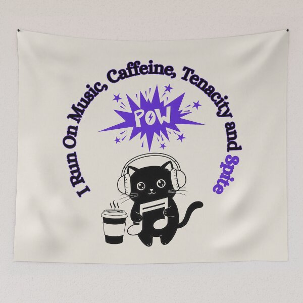 Item preview, I Run On Music, Caffeine, Tenacity and Spite, Purple designed and sold by Nightshade Pixie Creations.