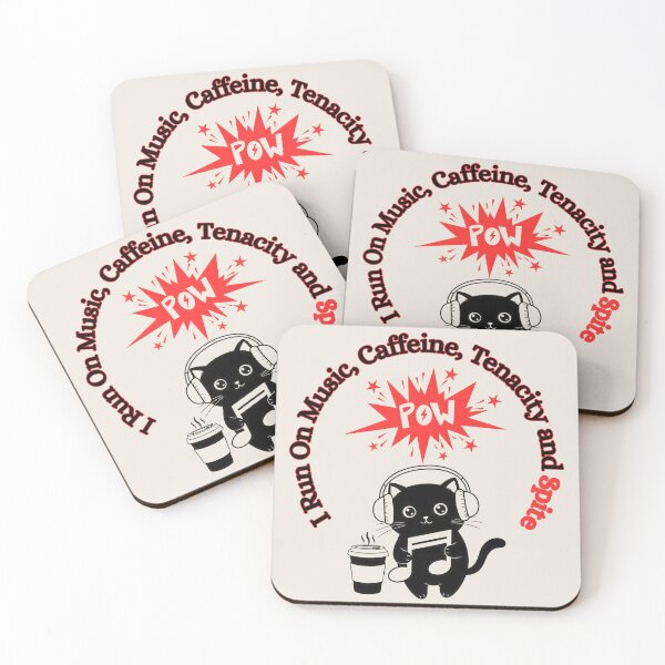 Item preview, I Run On Music, Caffeine, Tenacity and Spite, Red designed and sold by Nightshade Pixie Creations.
