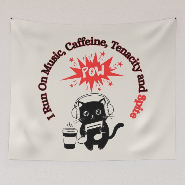 Item preview, I Run On Music, Caffeine, Tenacity and Spite, Red designed and sold by Nightshade Pixie Creations.