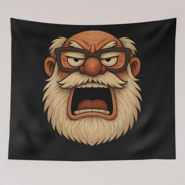Item preview, Grumpy Old Man Face – Funny Bearded Character Illustration designed and sold by ArtSpark Studio.