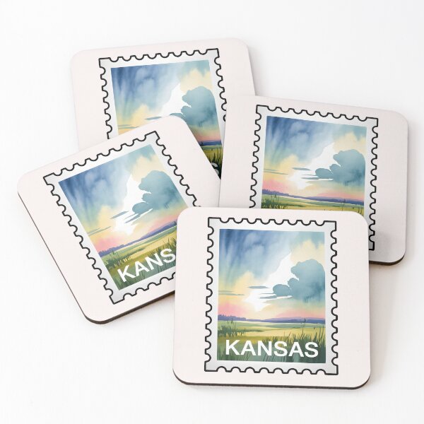 Item preview, Kansas Stamp – Prairie Sky Watercolor Landscape designed and sold by JessArty ⭐⭐⭐⭐⭐.