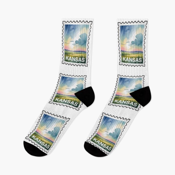 Item preview, Kansas Stamp – Prairie Sky Watercolor Landscape designed and sold by JessArty ⭐⭐⭐⭐⭐.