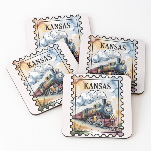 Item preview, Kansas Stamp – Steam Train Prairie Watercolor designed and sold by JessArty ⭐⭐⭐⭐⭐.
