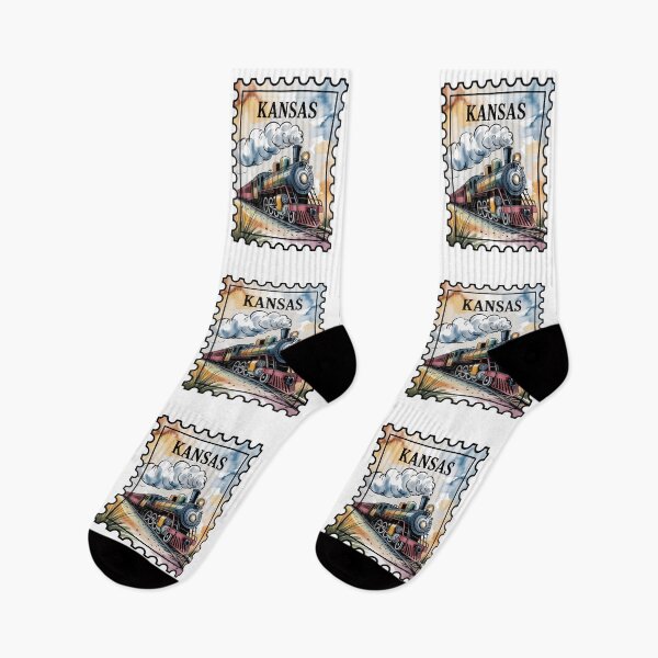 Item preview, Kansas Stamp – Steam Train Prairie Watercolor designed and sold by JessArty ⭐⭐⭐⭐⭐.